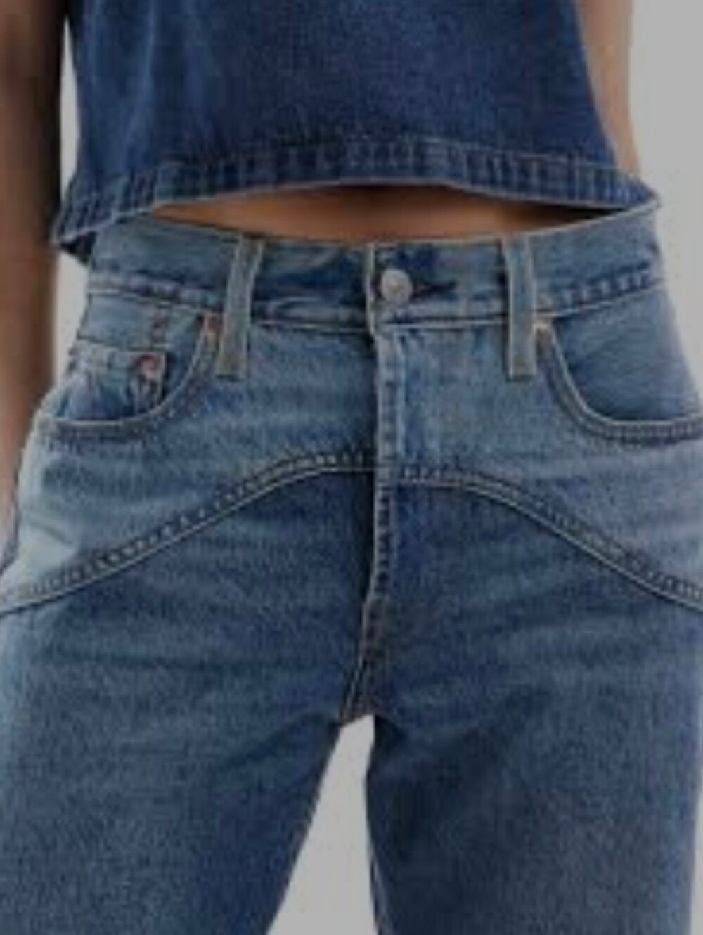 Ladies 501 90's Style LEVI'S Mis Rise  2 Tone Saddle Style Jeans Straight 26x30